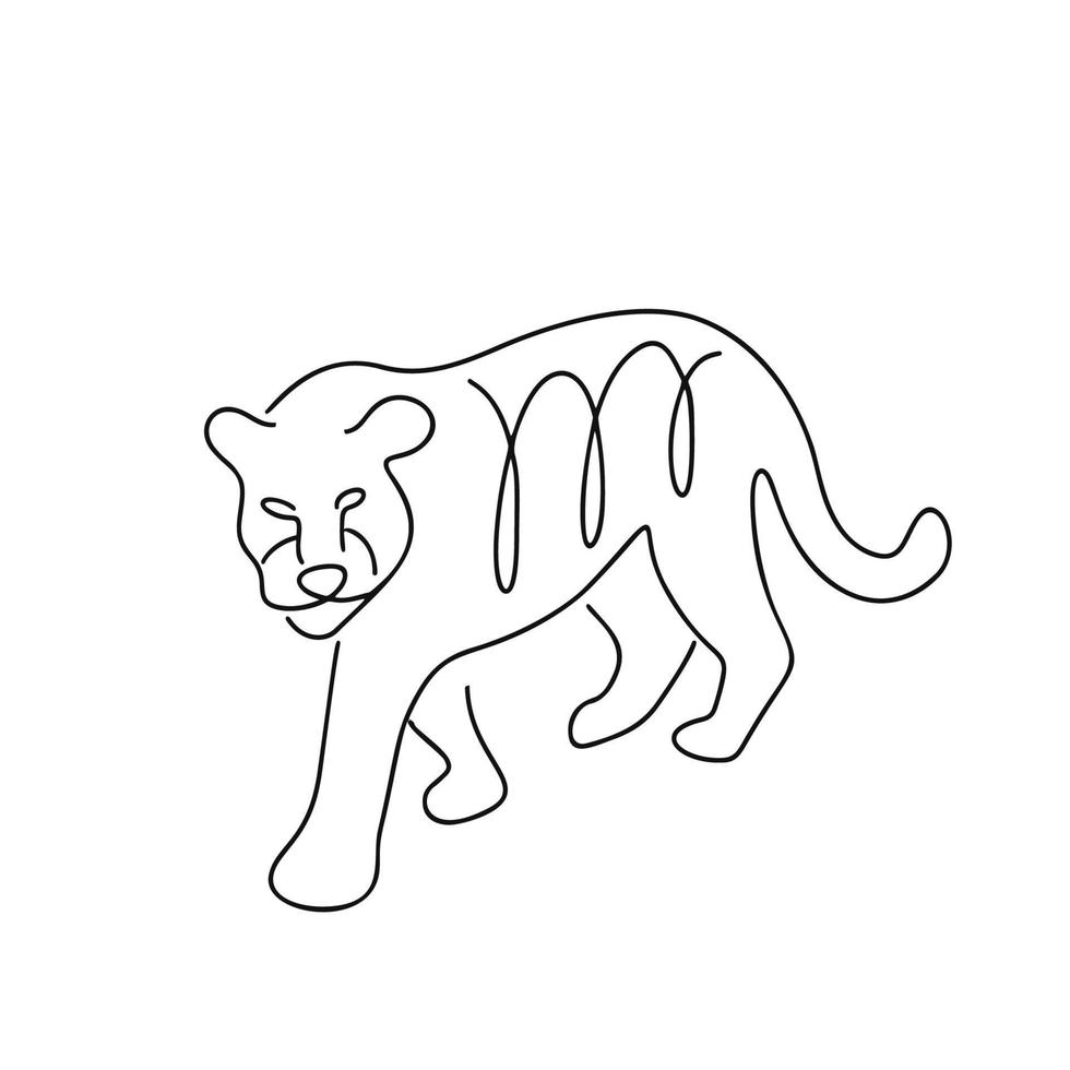 Tigre ilustración en línea Arte estilo aislado en blanco vector