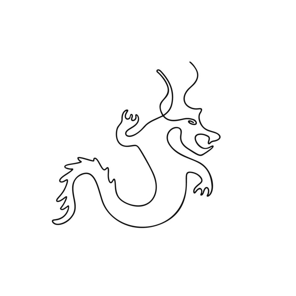 Dragon illustration in line art style isolated on white vector