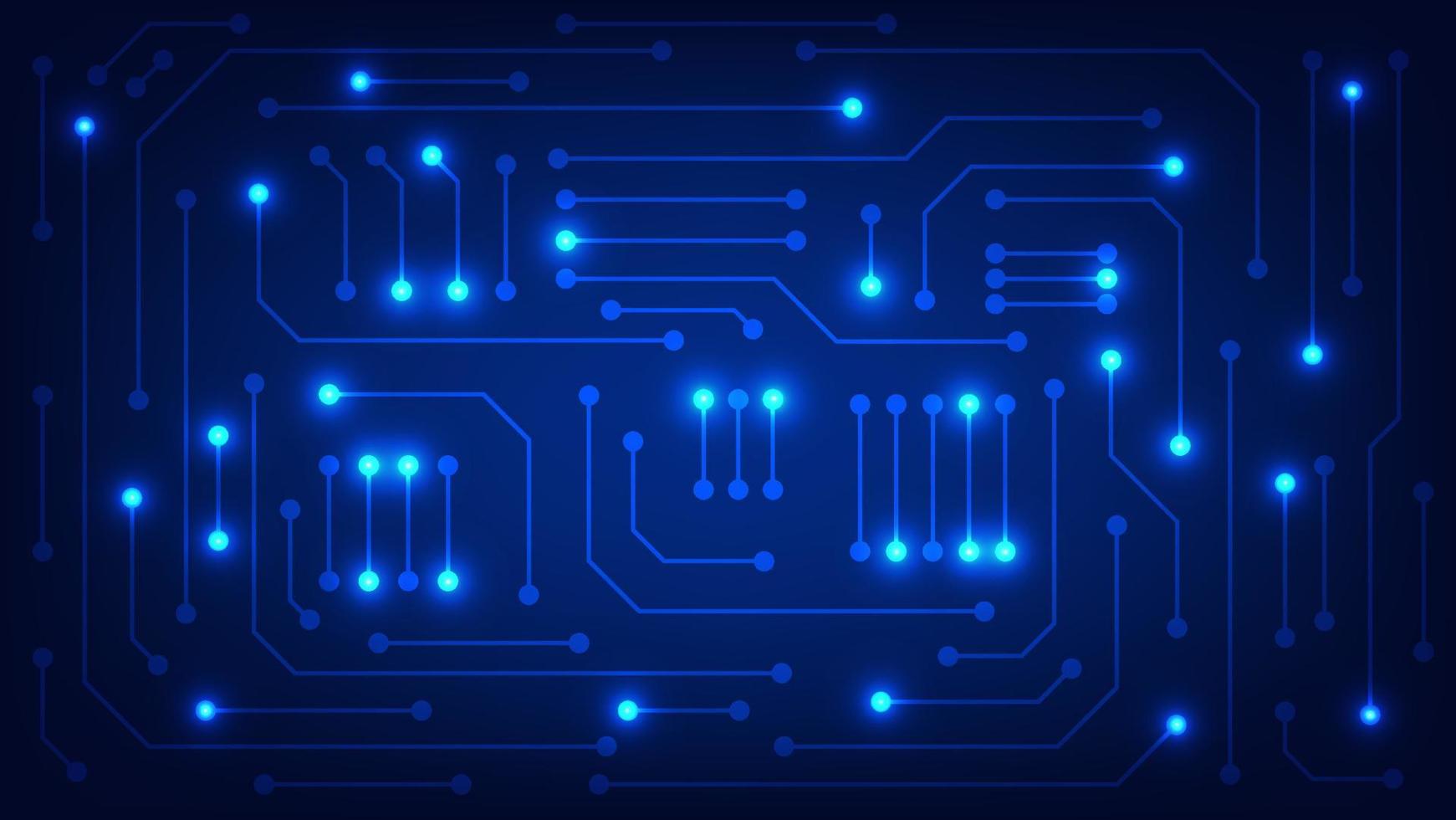 placa de circuito digital de alta tecnología. ai pad y líneas eléctricas conectadas sobre fondo de iluminación azul. concepto de elemento de diseño de tecnología futurista vector