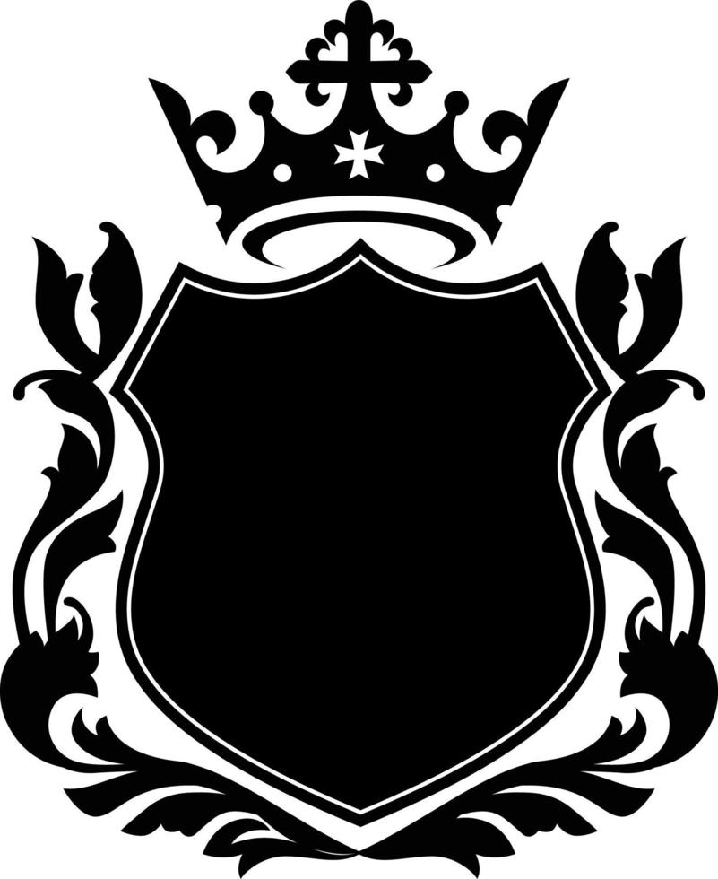 heráldico emblema cresta proteger con corona y laurel guirnalda. Saco brazos Clásico marca vacío modelo vector ilustración