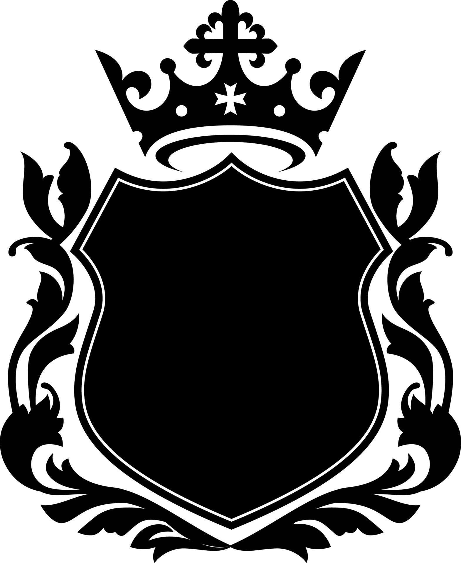 Heraldic emblem crest shield with crown and laurel wreath Coat Arms