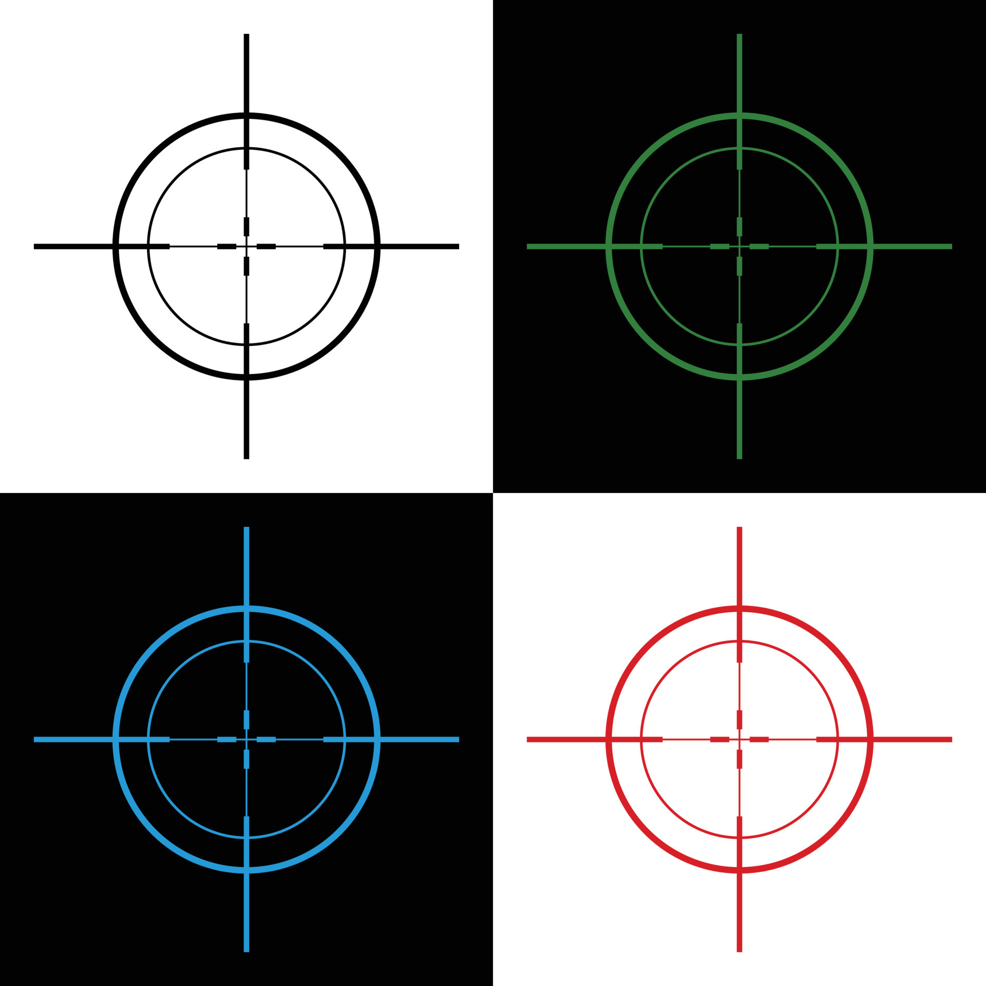 Gun Sight Crosshairs Bullseye Isolated Vector Illustration in Black