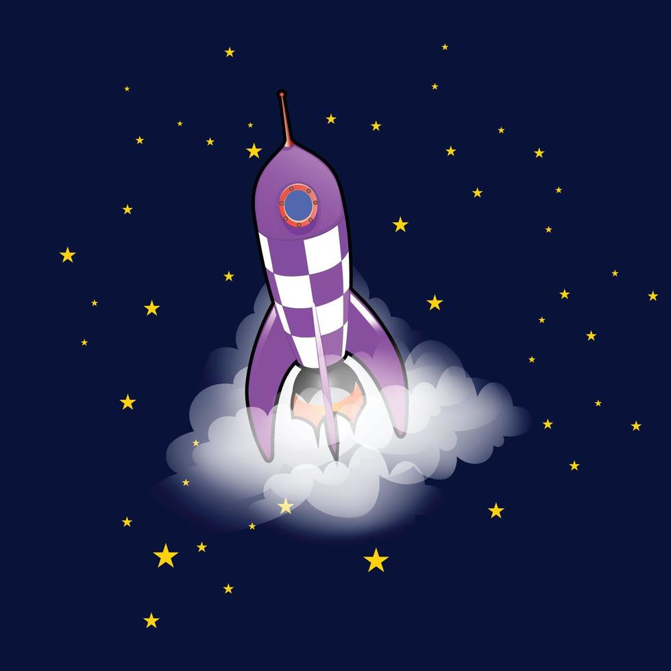 Rockets with clouds and stars vector illustration cartoon clip art