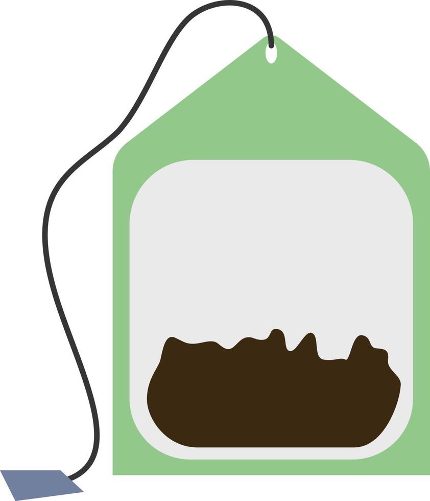 green Tea bag with a string vector illustration icon clip art