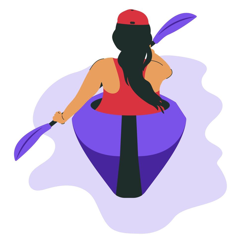 Woman Riding Kayak Relaxing In Nature vector