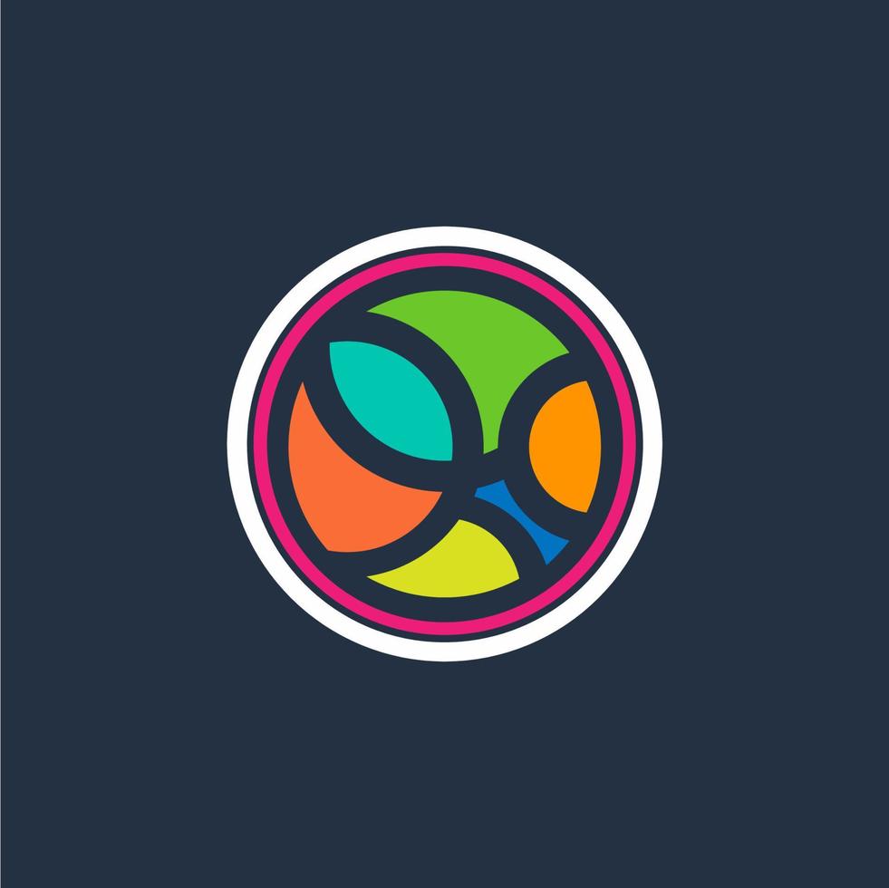 circle globe colourfull logo with a strip ball , vector design template