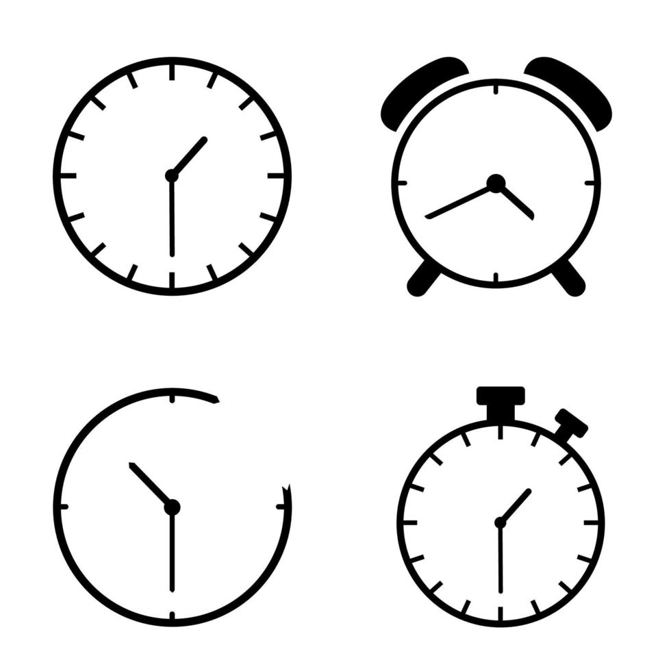 Time Icons, Clock Icons, Old Clock Faces Vector