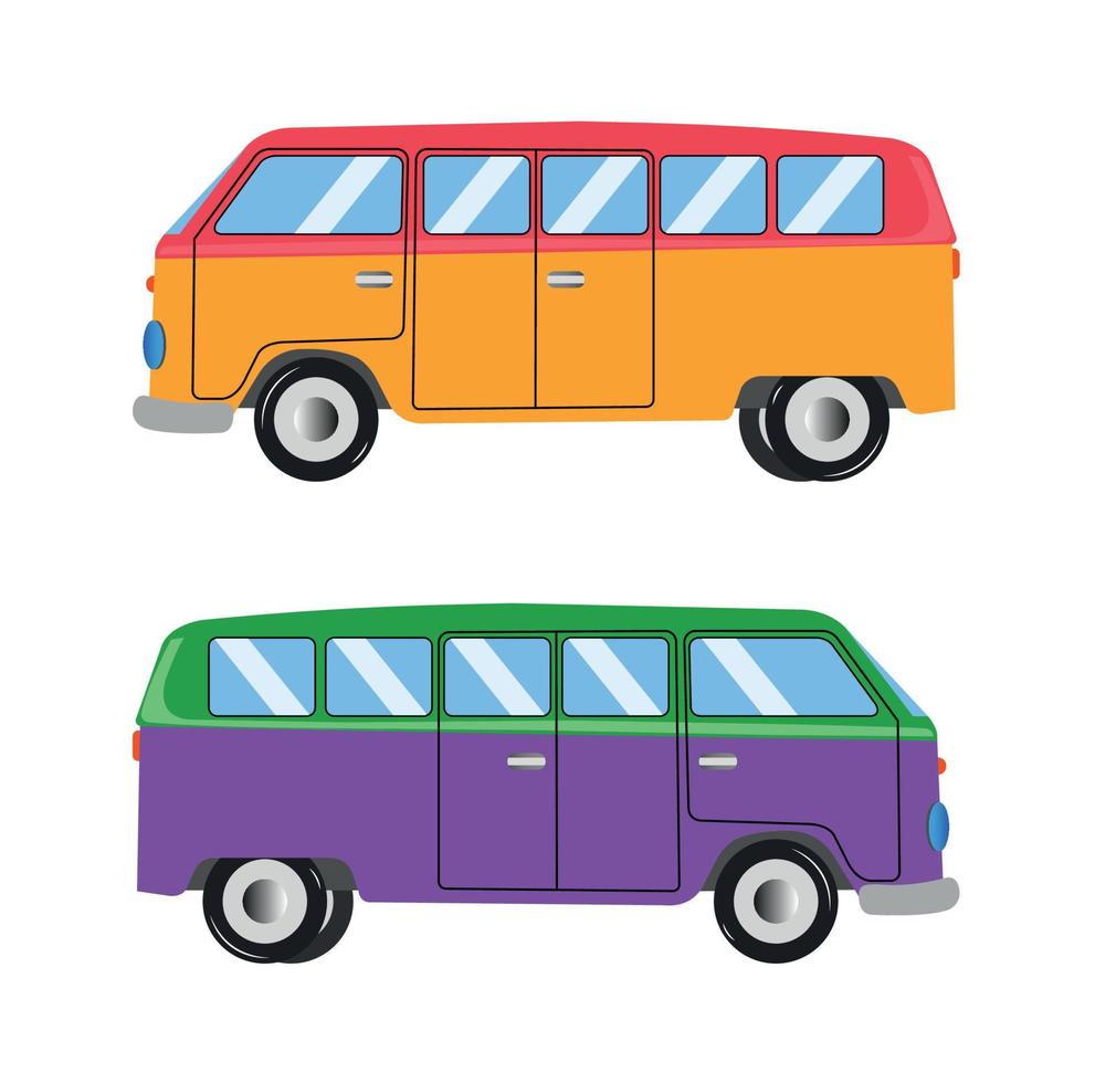 Vintage Van Vector Art, Old Tourism Van Artwork