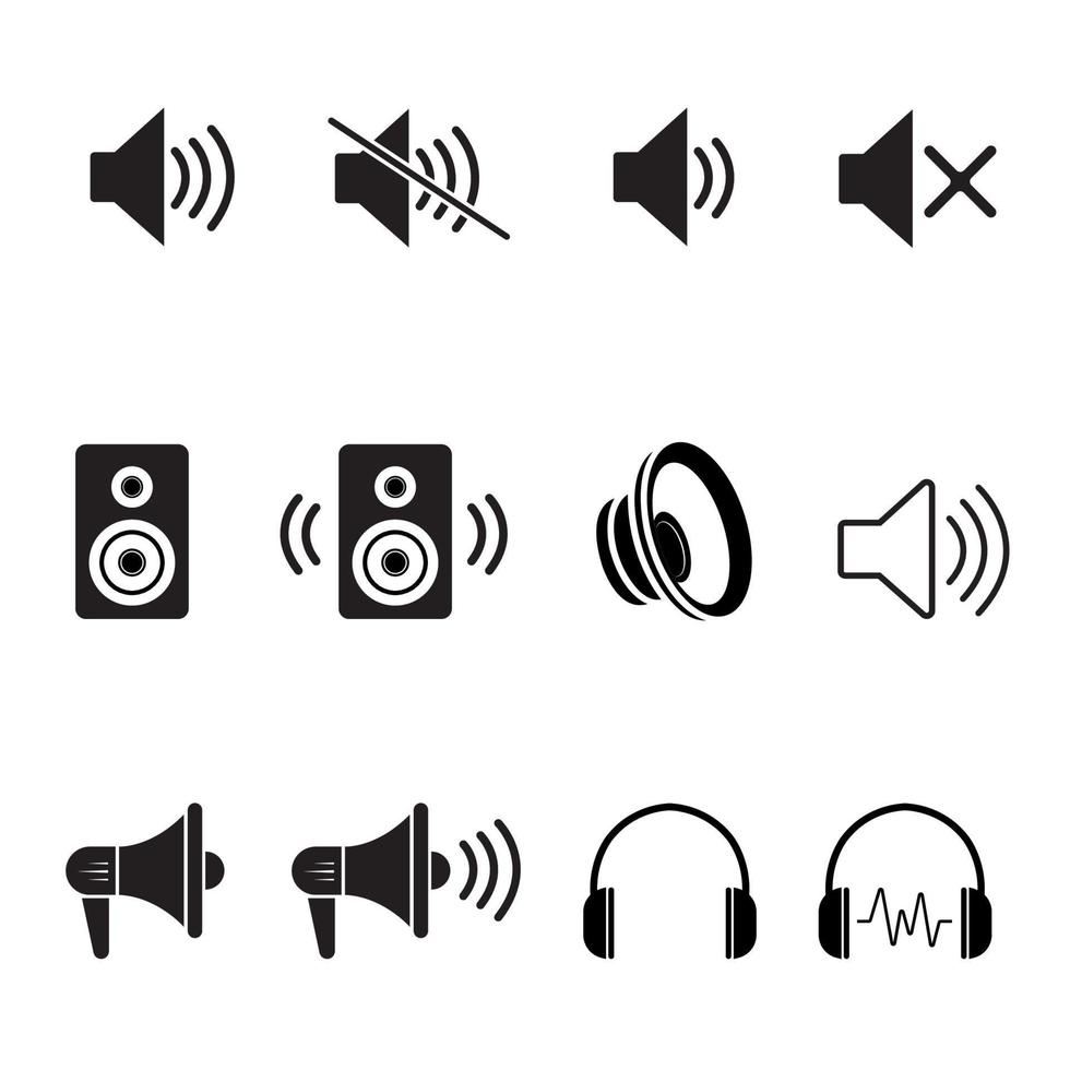 altavoz iconos, auricular iconos, sonido íconos vector