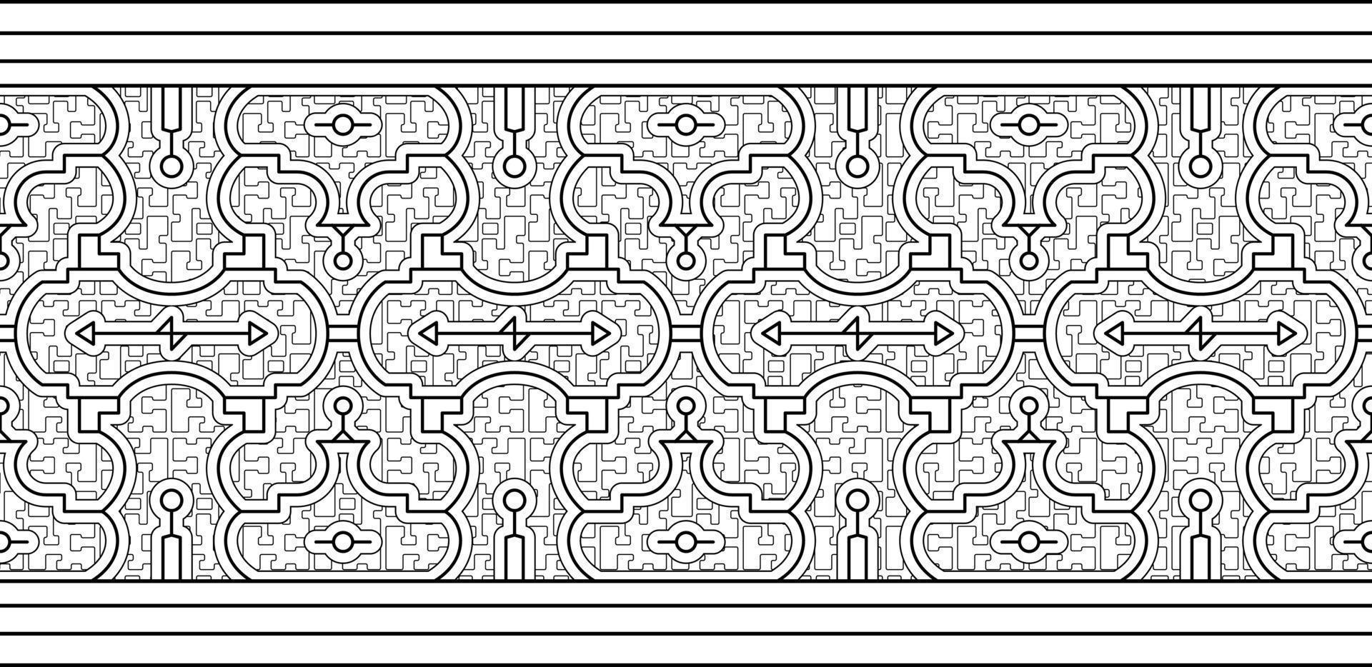 Creative Haven Tessellation Shipibo Muster reparative pattern vector illustration black and white line art