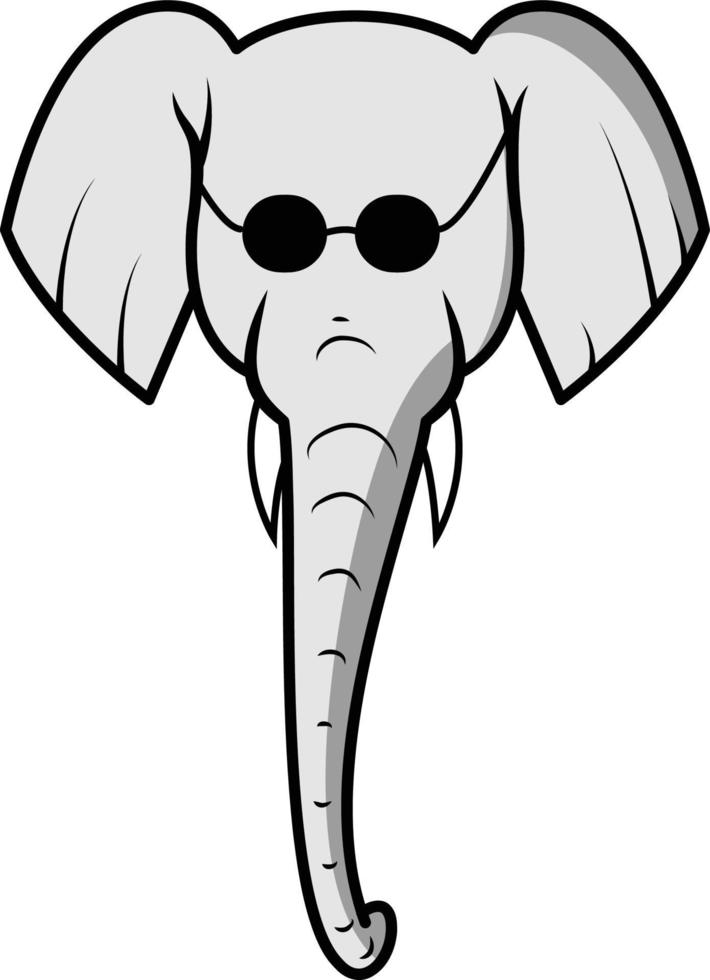 Elephant head with sunglasses vector illustration