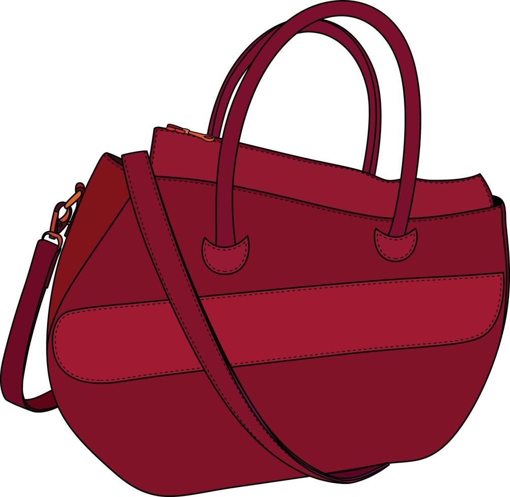 hombro bolso de colores en rojo con dorado corchete valores vector ilustración de mano, bolso bolso clipart