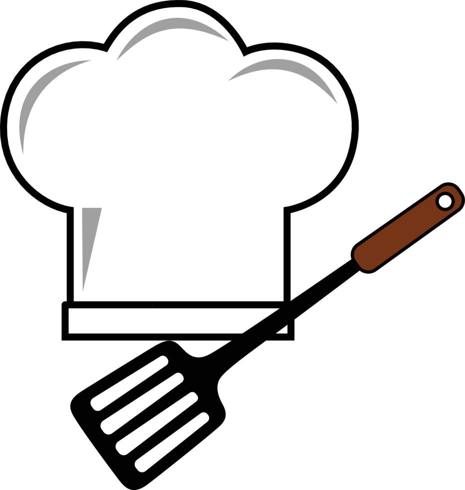 Chef hat and slotted turner vector illustration icons line clip art