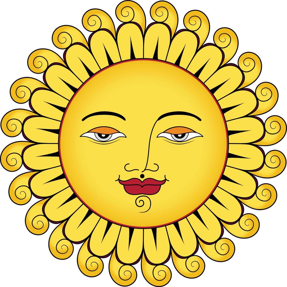 Charm and calm sun face vector illustration clip art