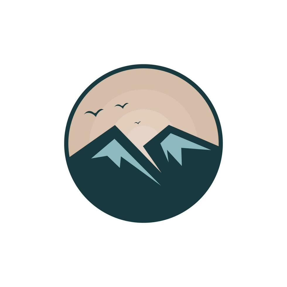 Illustration of simple mountain birds and moon. vector illuatration.