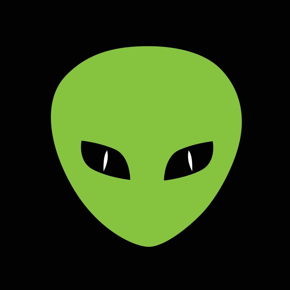 verde extraterrestre cara emoji extraterrestre humanoide cabeza icono vector ilustración en negro antecedentes