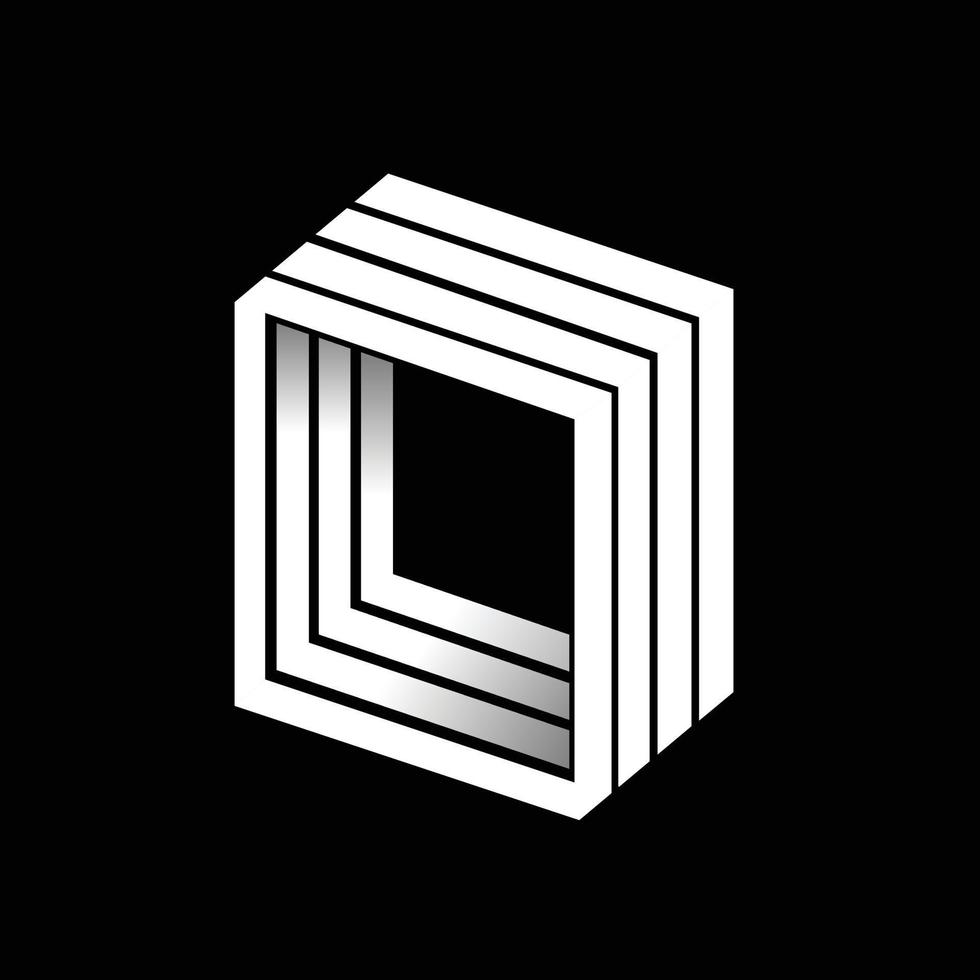 letra o logo isométrica 3d líneas geométrico forma paradoja icono vector ilustración