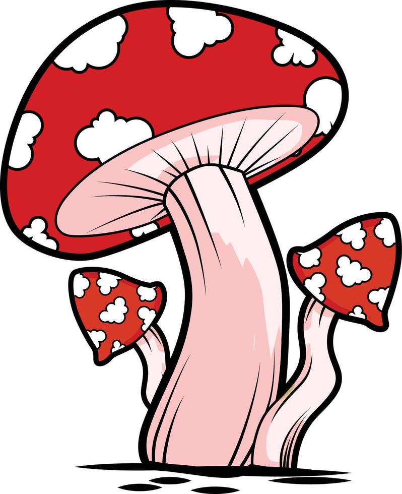 rojo agárico o amanita seta divertido dibujos animados vector ilustración acortar Arte