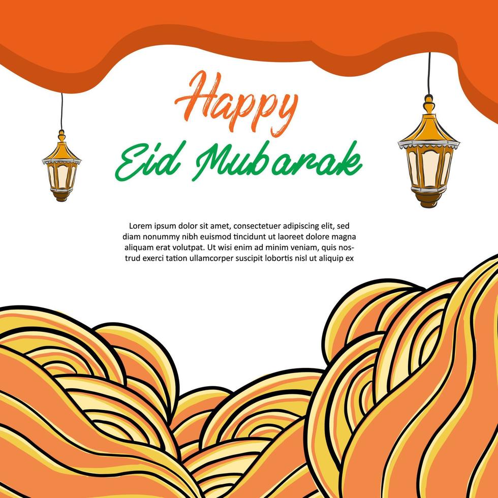 Free Template Eid Mubarak hand drawn vector