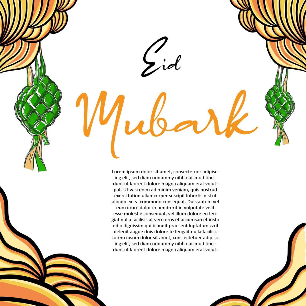 Happy Eid Mubarak hand drawn free vector