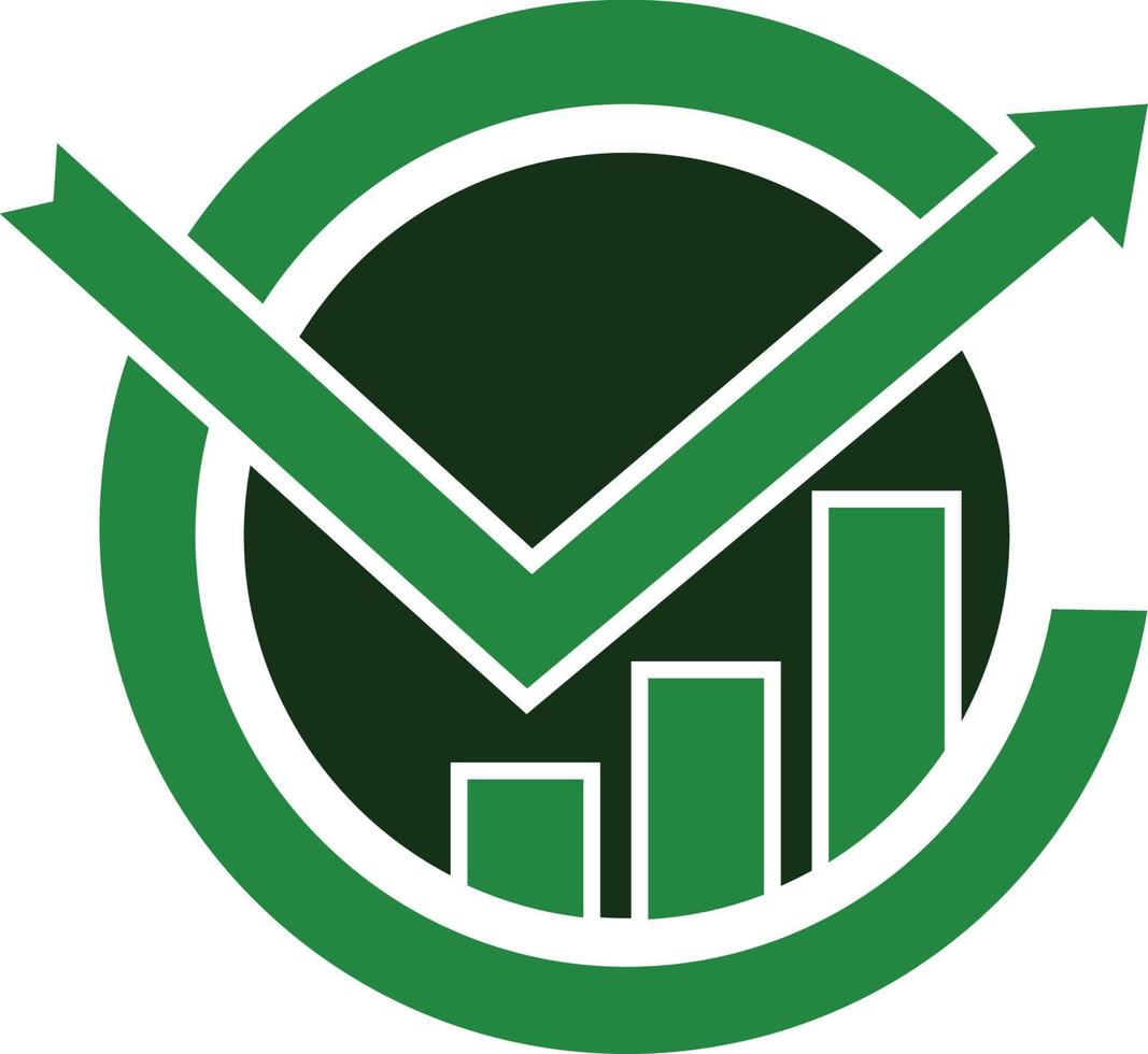 Stock market is going up Royalty Free Vector Image logo template icon with column graphs and arrow circle vector icon