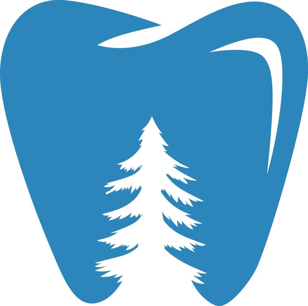 Tooth with a tree inside vector illustration logo icon template silhouette