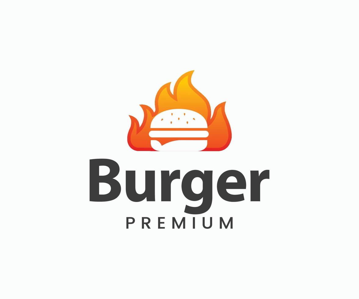 Hot burger vector logo design. Fast food logo design