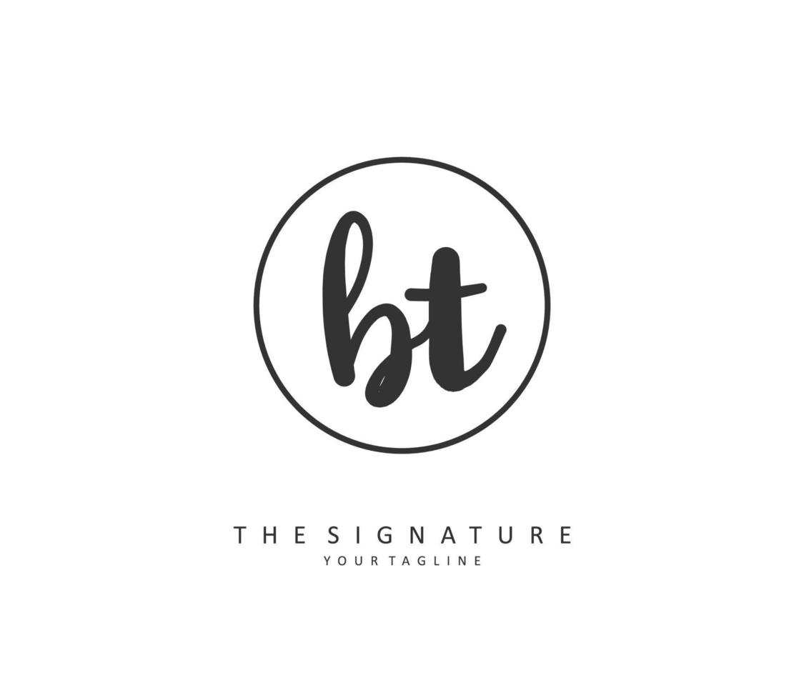 B T BT Initial letter handwriting and  signature logo. A concept handwriting initial logo with template element. vector