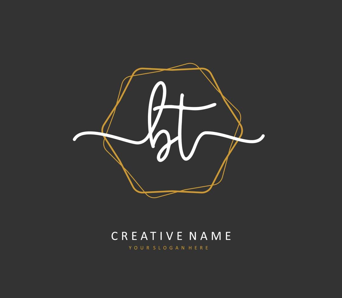 B T BT Initial letter handwriting and  signature logo. A concept handwriting initial logo with template element. vector