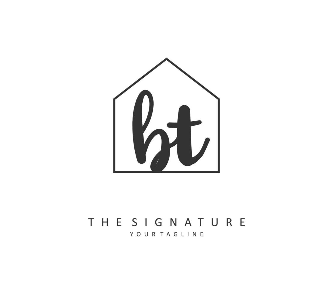 B T BT Initial letter handwriting and  signature logo. A concept handwriting initial logo with template element. vector