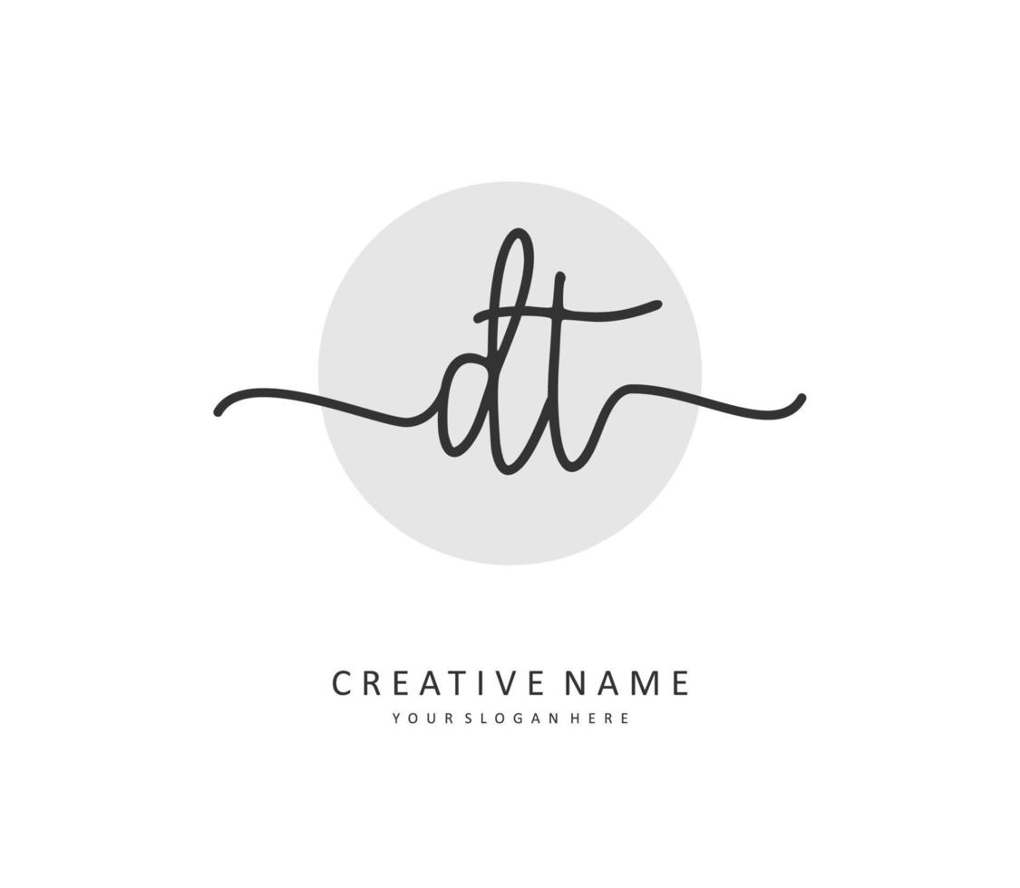 D T DT Initial letter handwriting and  signature logo. A concept handwriting initial logo with template element. vector