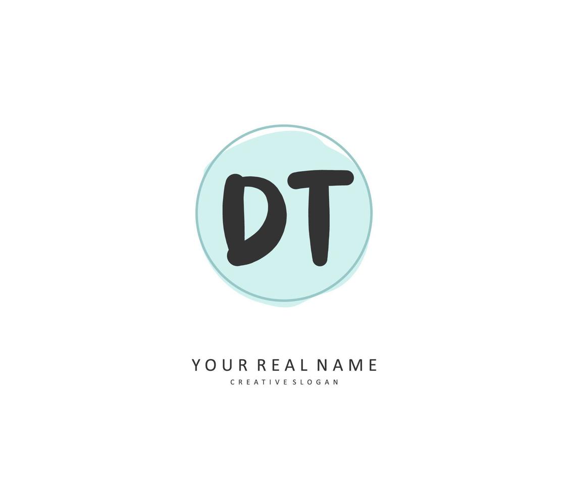 D T DT Initial letter handwriting and  signature logo. A concept handwriting initial logo with template element. vector