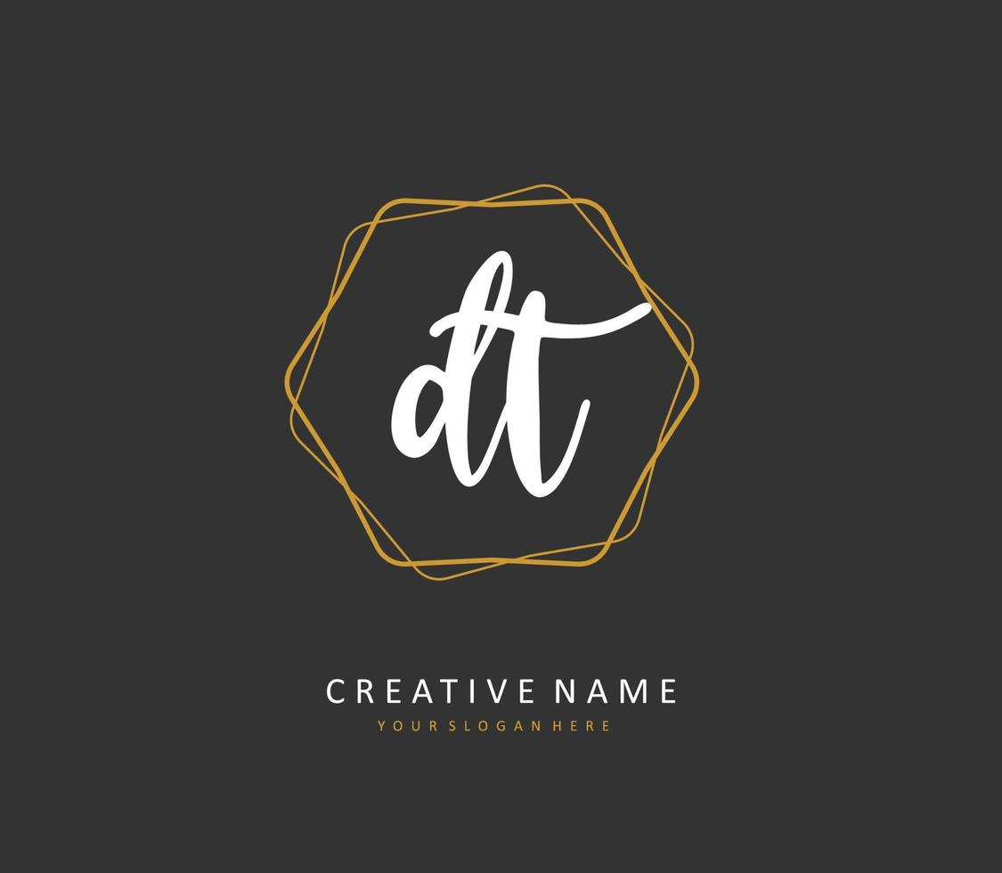 D T DT Initial letter handwriting and  signature logo. A concept handwriting initial logo with template element. vector