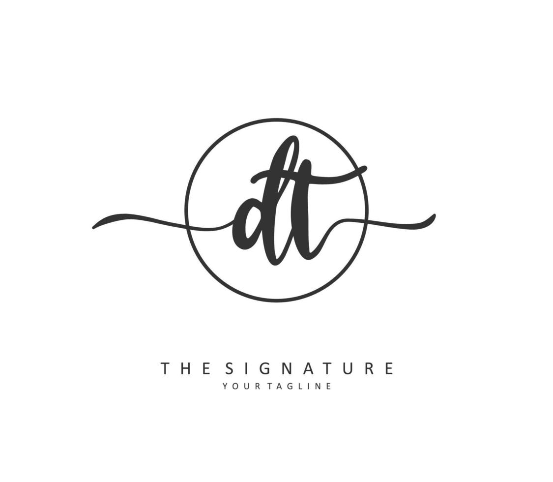 D T DT Initial letter handwriting and  signature logo. A concept handwriting initial logo with template element. vector