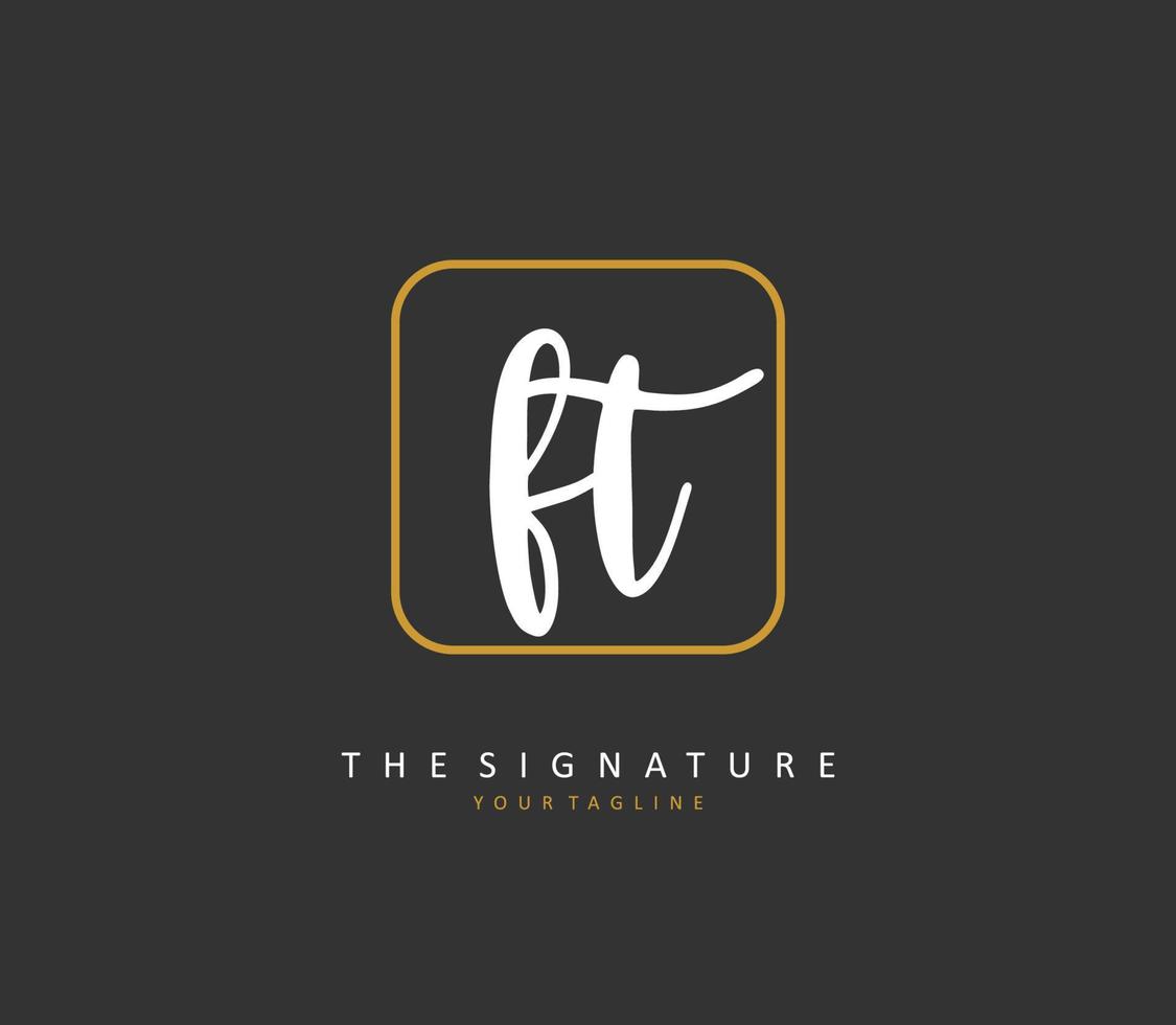 F T FT Initial letter handwriting and  signature logo. A concept handwriting initial logo with template element. vector