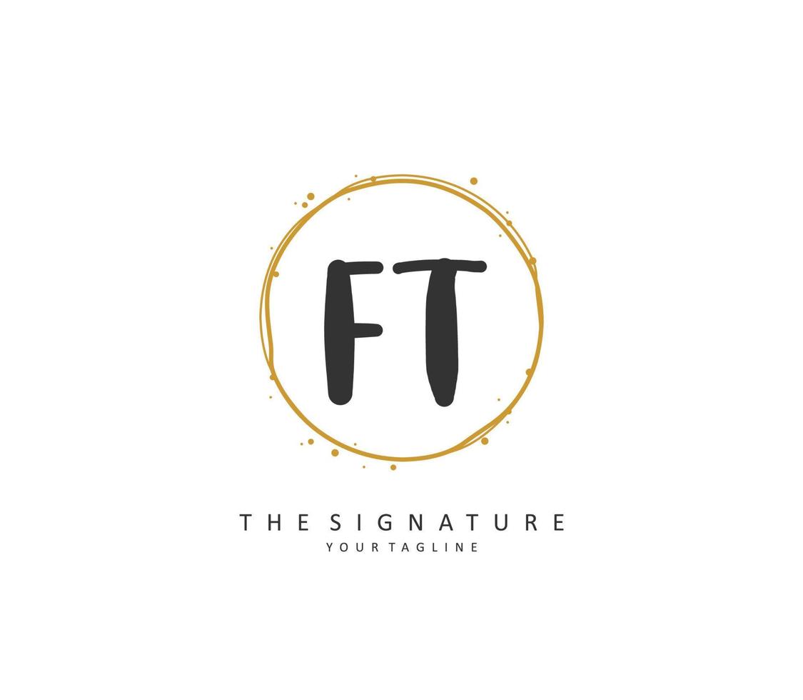 F T FT Initial letter handwriting and  signature logo. A concept handwriting initial logo with template element. vector