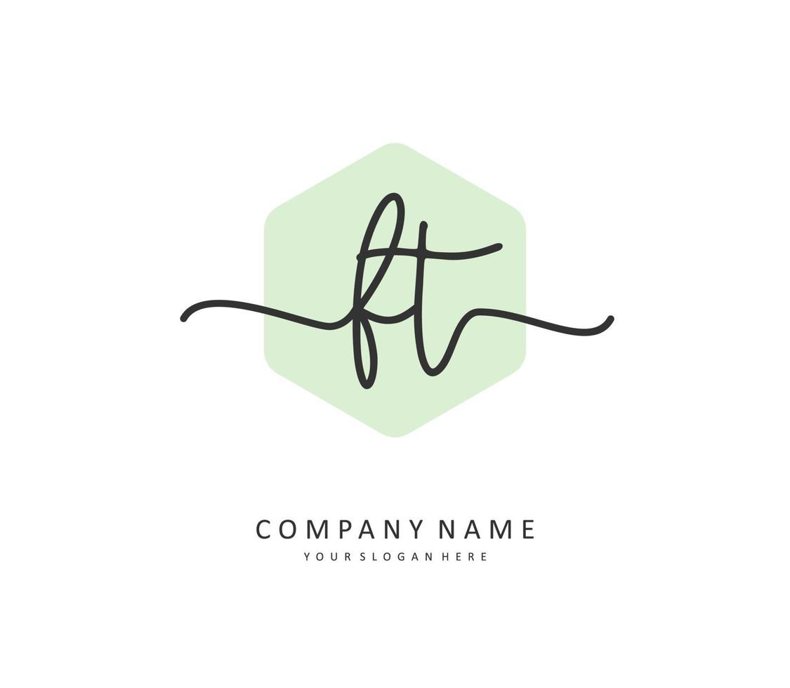 F T FT Initial letter handwriting and  signature logo. A concept handwriting initial logo with template element. vector