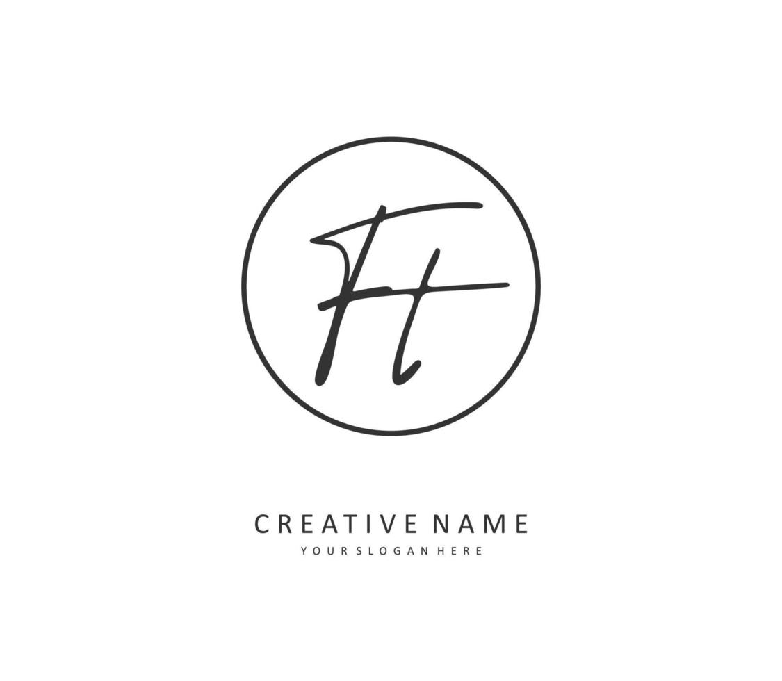 F T FT Initial letter handwriting and  signature logo. A concept handwriting initial logo with template element. vector