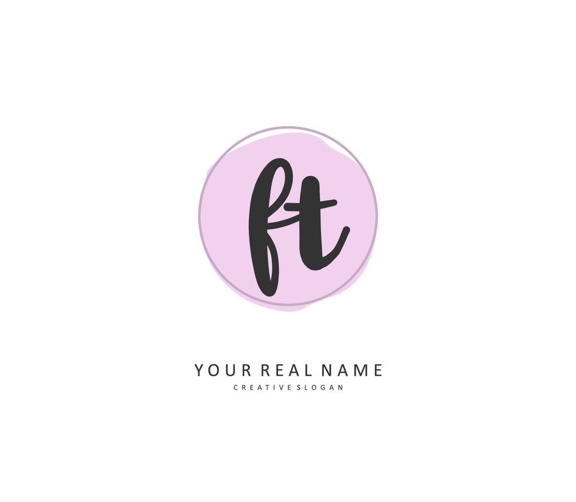 F T FT Initial letter handwriting and  signature logo. A concept handwriting initial logo with template element. vector
