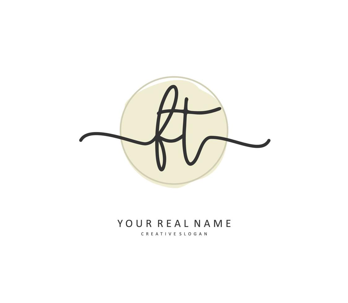 F T FT Initial letter handwriting and  signature logo. A concept handwriting initial logo with template element. vector