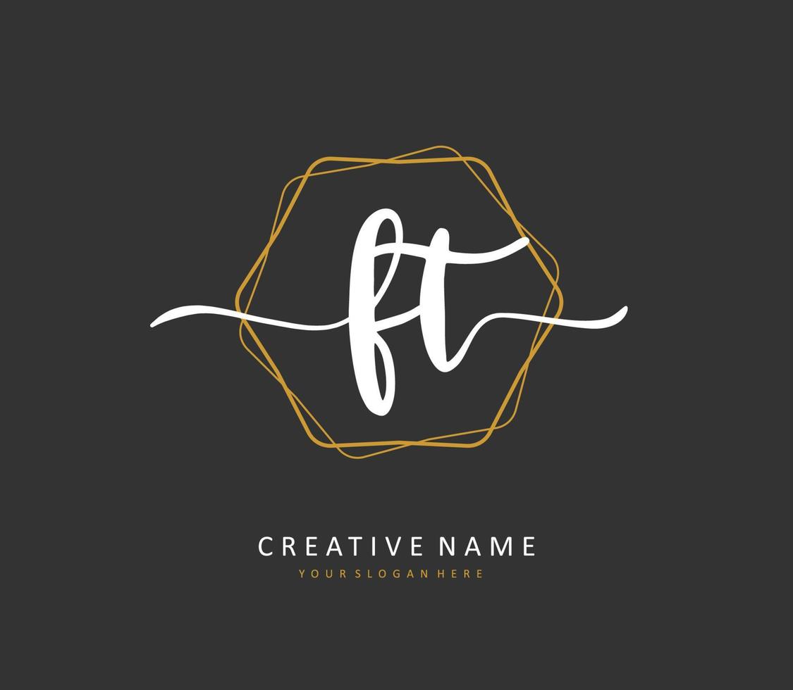 F T FT Initial letter handwriting and  signature logo. A concept handwriting initial logo with template element. vector