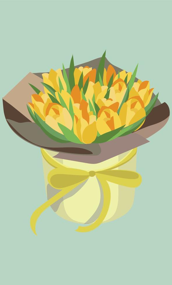bouquet of tulip in box vector