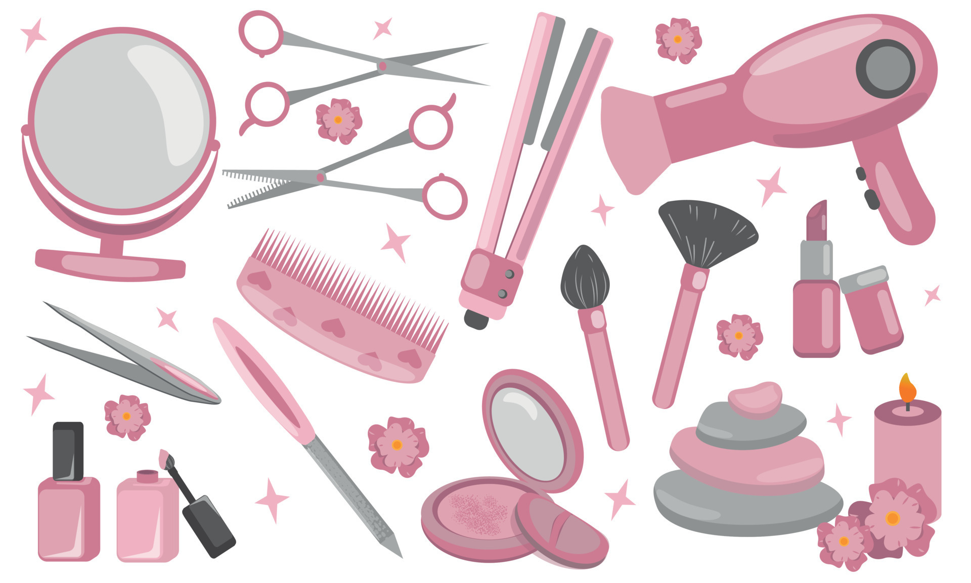 beauty tools makeup accessories 21861705 Vector Art at Vecteezy