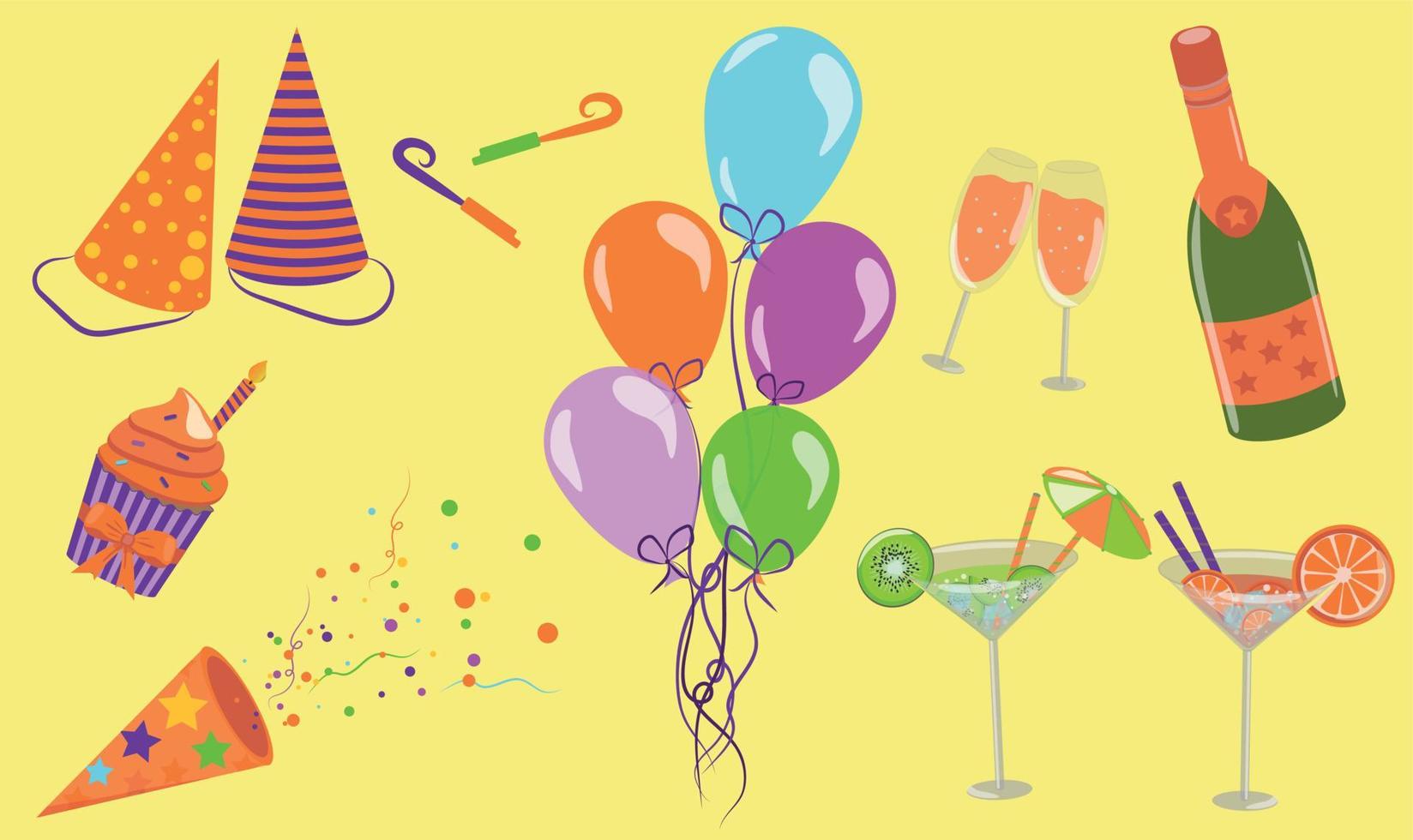 colorful and cheerful holiday set vector