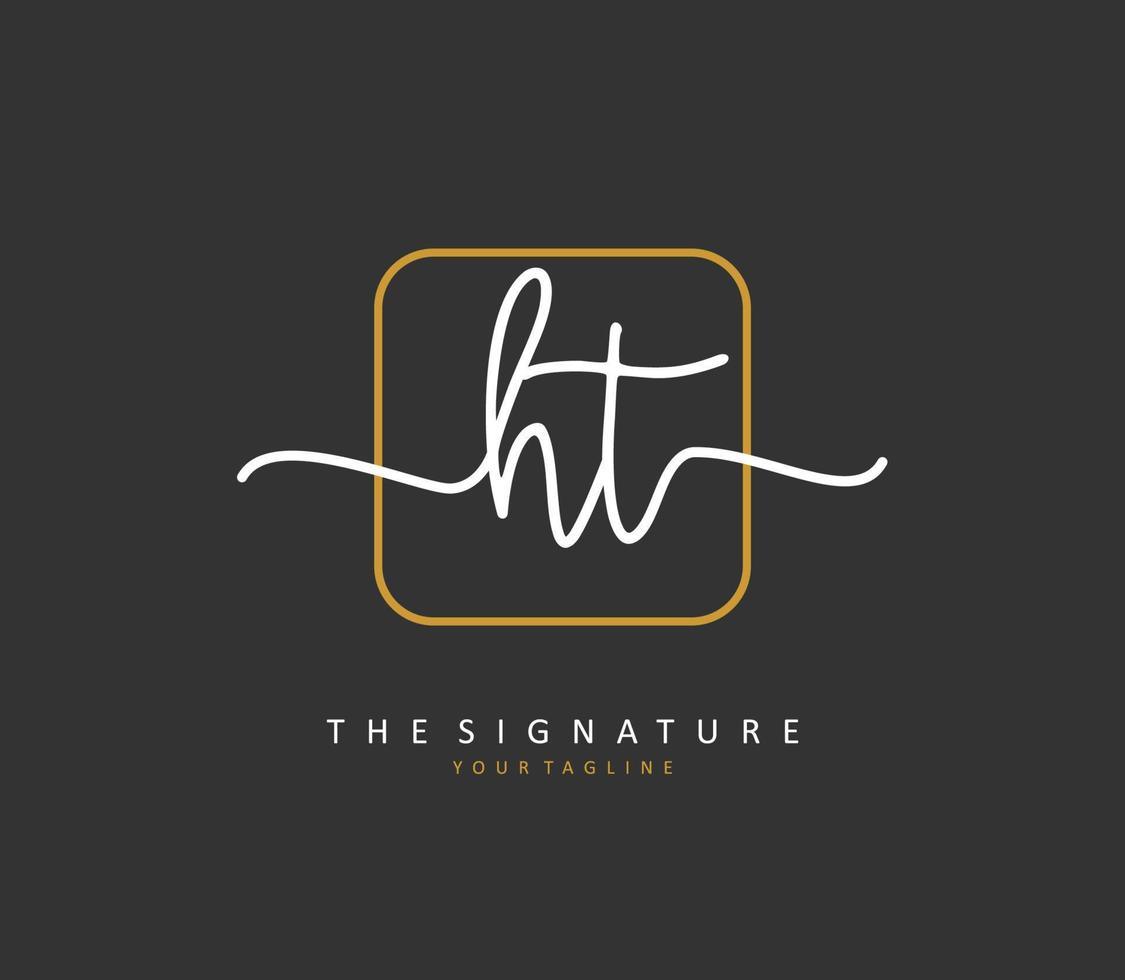 H T HT Initial letter handwriting and  signature logo. A concept handwriting initial logo with template element. vector