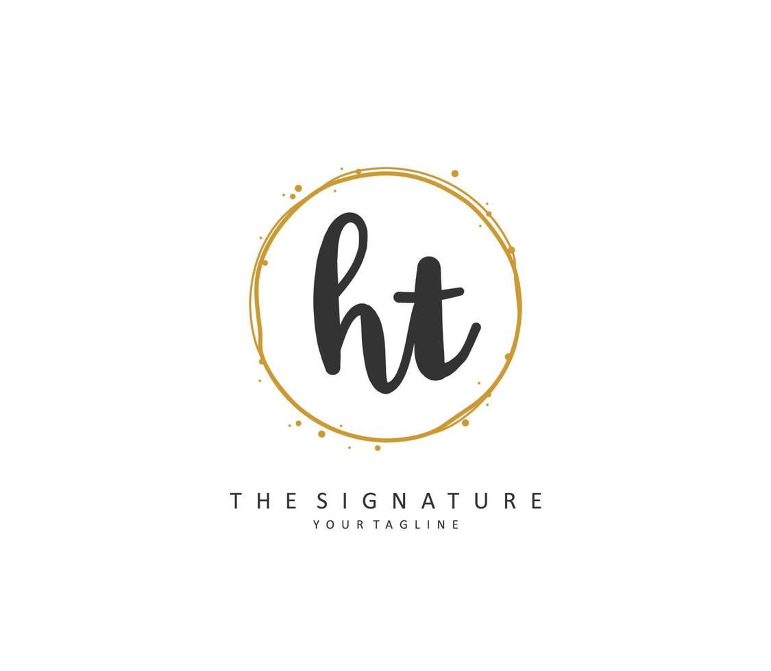 H T HT Initial letter handwriting and  signature logo. A concept handwriting initial logo with template element. vector