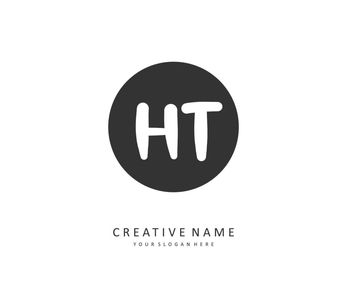 H T HT Initial letter handwriting and  signature logo. A concept handwriting initial logo with template element. vector