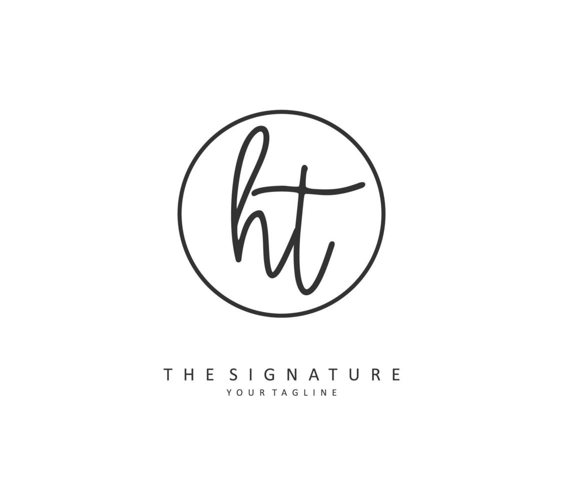 H T HT Initial letter handwriting and  signature logo. A concept handwriting initial logo with template element. vector