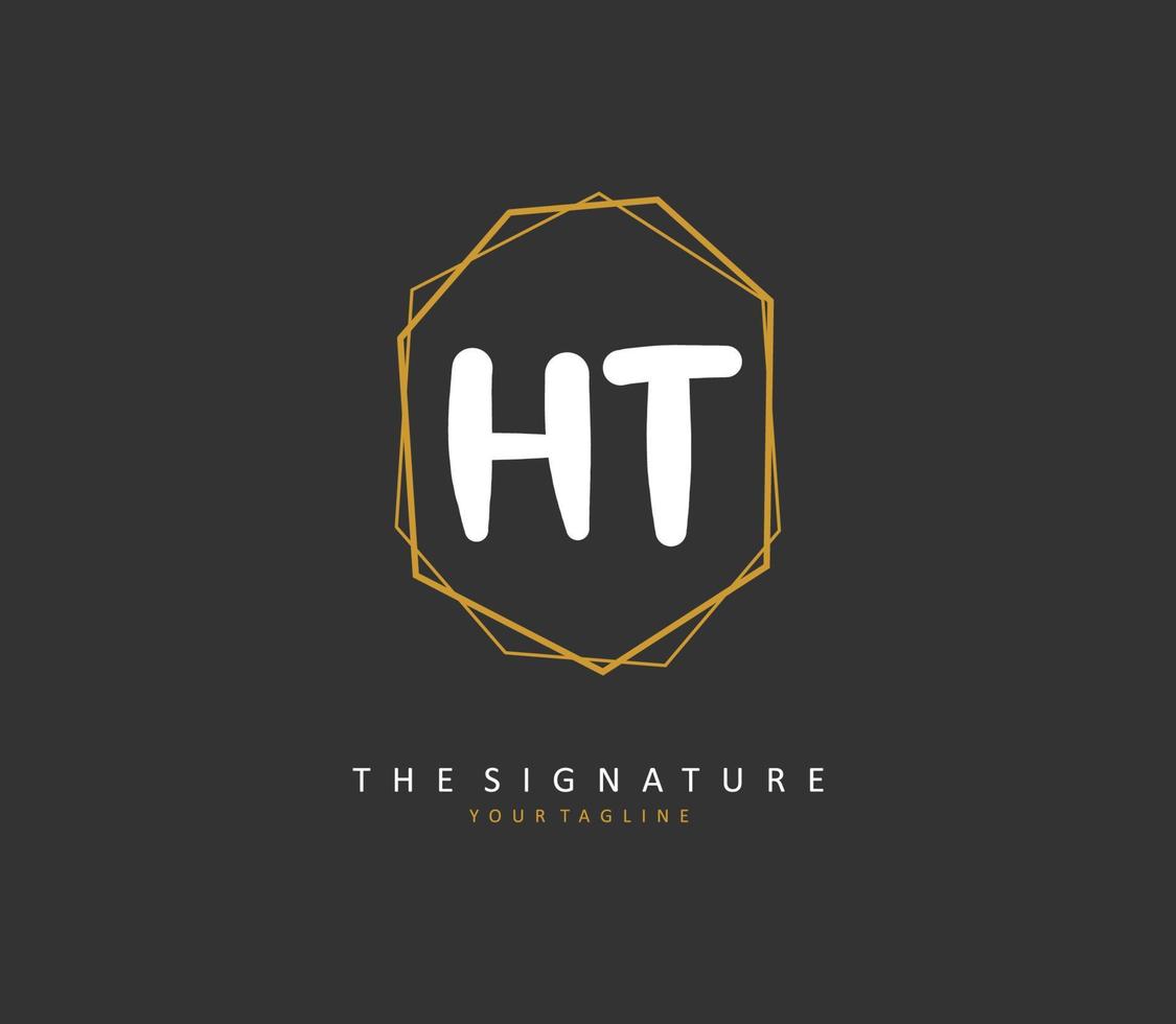 H T HT Initial letter handwriting and  signature logo. A concept handwriting initial logo with template element. vector