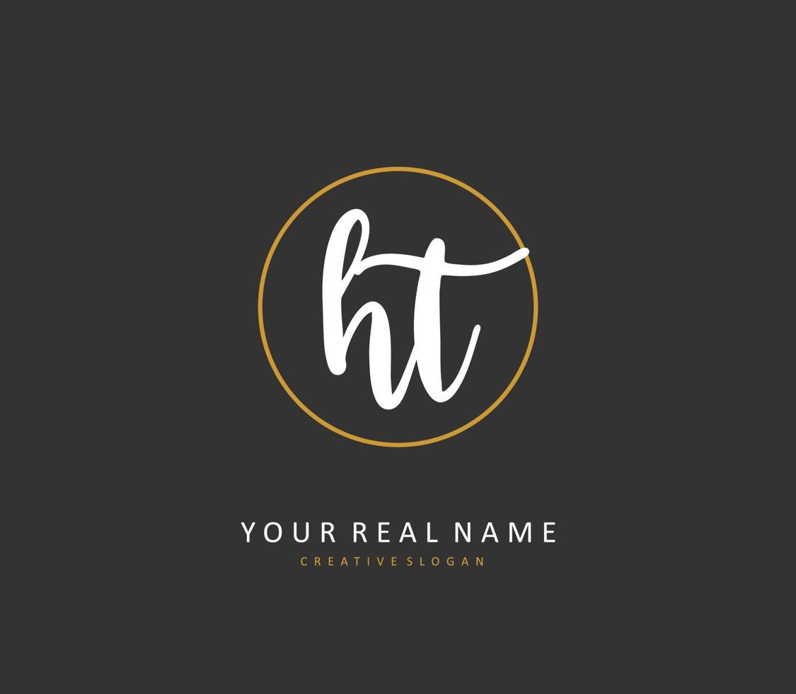 H T HT Initial letter handwriting and  signature logo. A concept handwriting initial logo with template element. vector